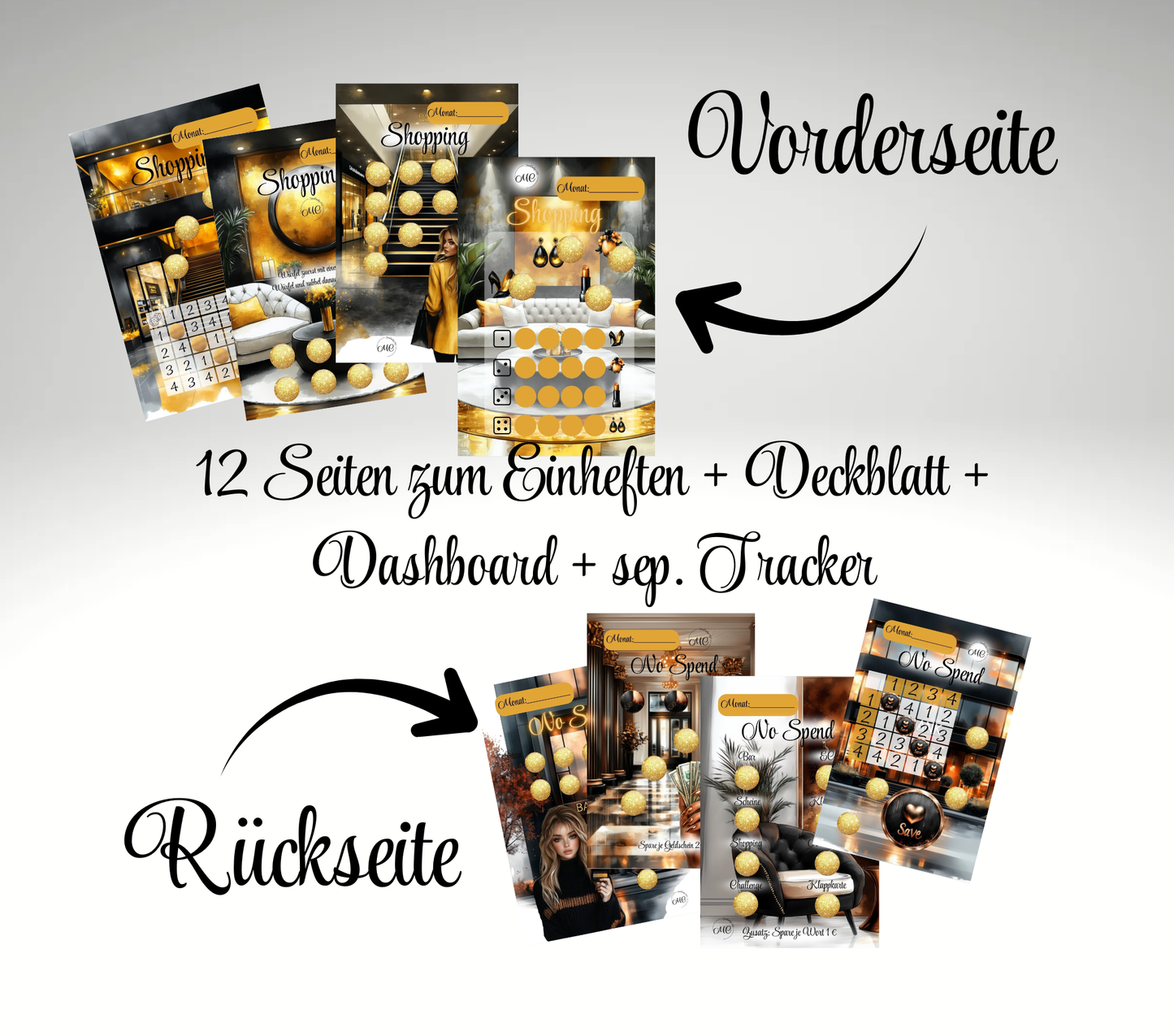 Shopping / no Spend Jahreschallenge mit 15 Seiten
